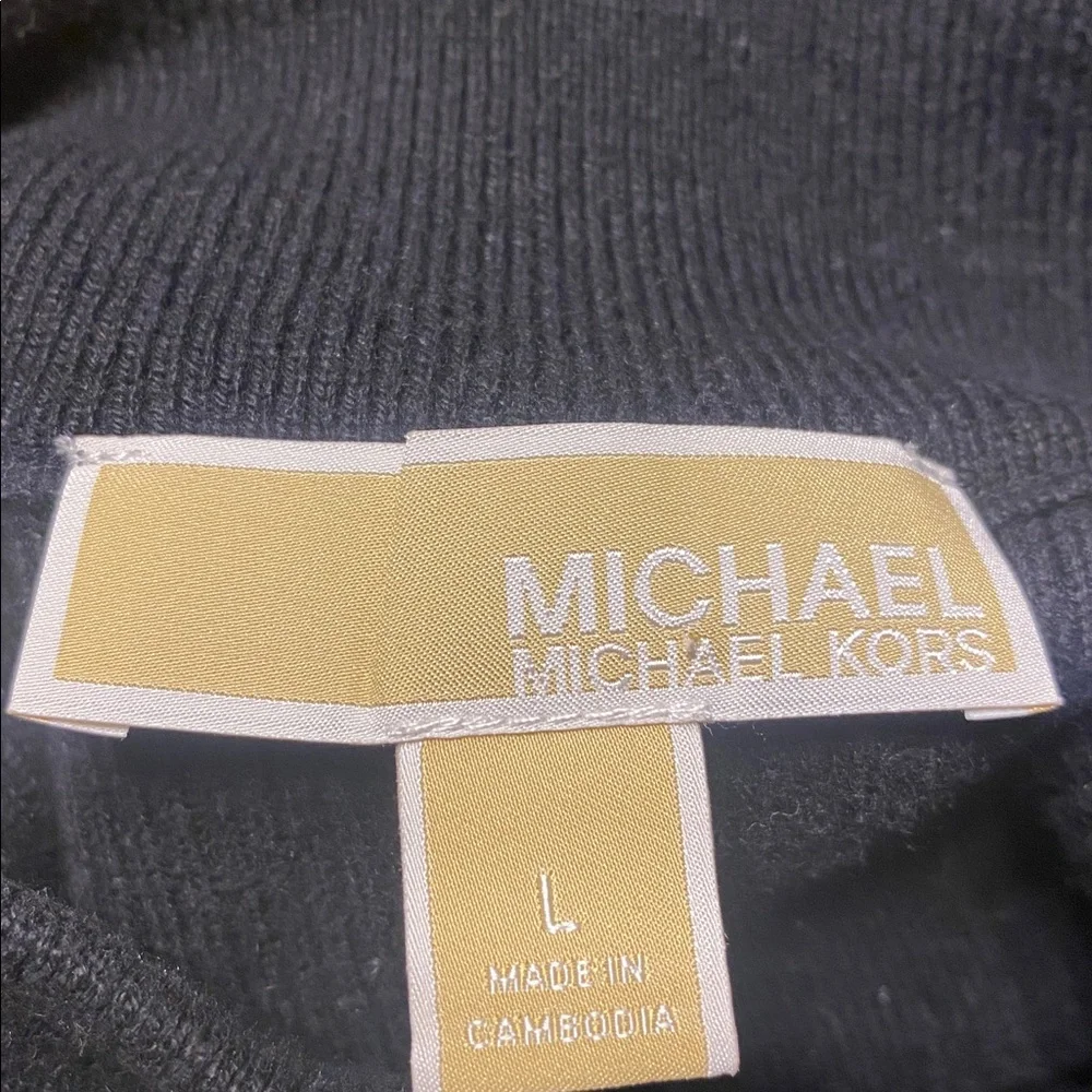 EUC MICHAEL KORS Cut Out Gold Hardware Logo Sleeveless Sweater L - Picture 4 of 7